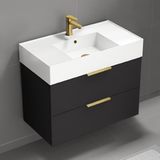 Bathroom Vanity Black Bathroom Vanity, Floating, Modern, 32